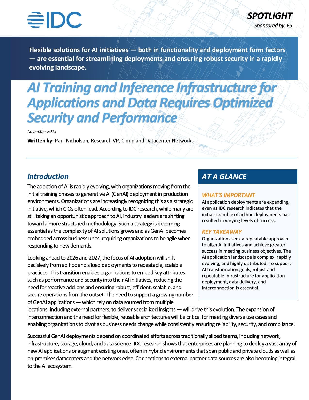 IDC Spotlight: Data delivery requirements for AI training and inferencing