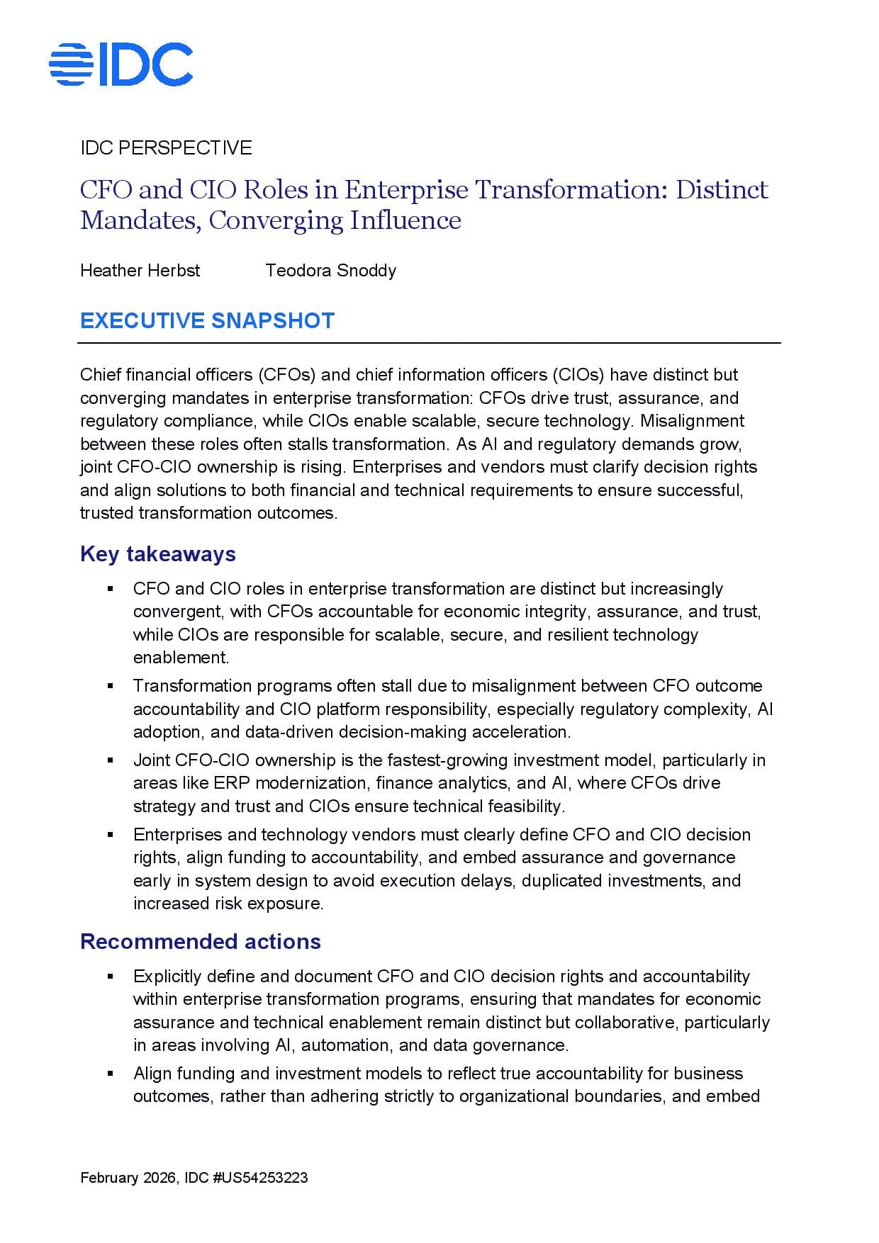 CFO and CIO Roles in Enterprise Transformation: Distinct Mandates, Converging Influence