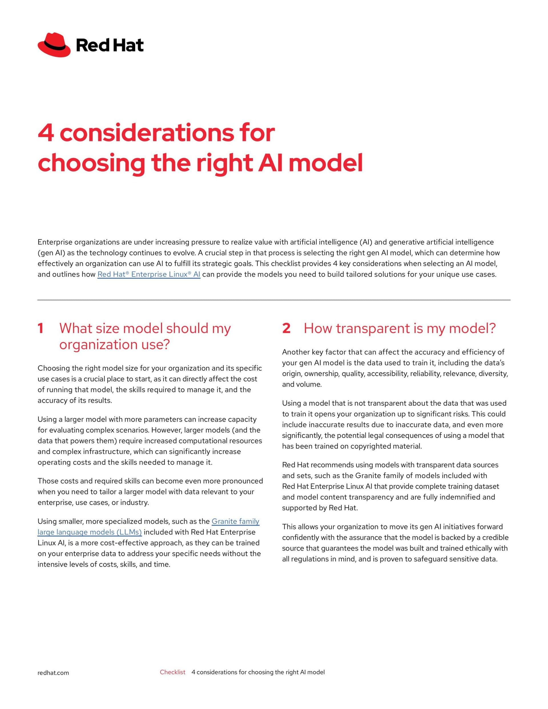 4 considerations for choosing the right AI model
